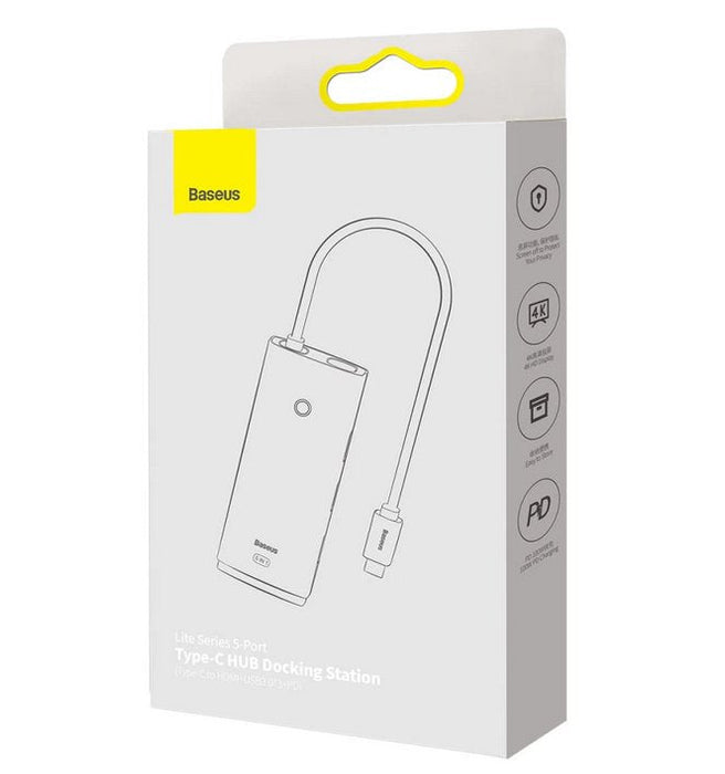 Baseus Lite Series 5w1 Usb-C Do 3x Usb 3.0 + Usb-C + Hdmi (Negro)