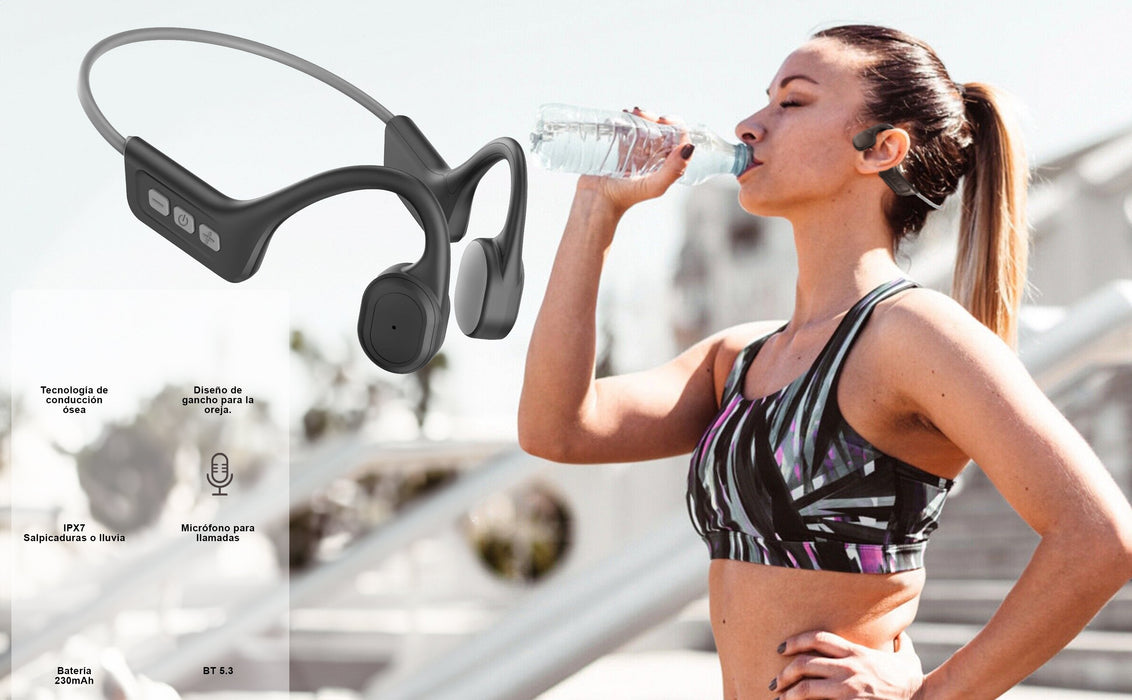 Leotec Auriculares Conduccion Osea Ipx7 Gris-Bateria 230mah-Llamadas