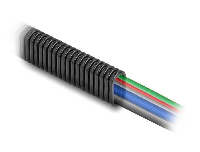 Delock 60620 Conducto De Protección De Cables De Plástico En Forma Ovalada Flexible 13,6 X 6,3 Mm - Longitud 10 M Negro