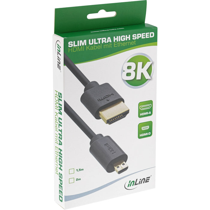 Inline Cable Slim Ultra High Speed Hdmi Am/Dm (Micro) 8k4k Negro 1,5 M