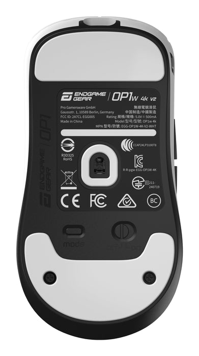 Endgame Gear Op1w 4k V2 Wireless Gaming-Ratón, 4.000hz - Blanco