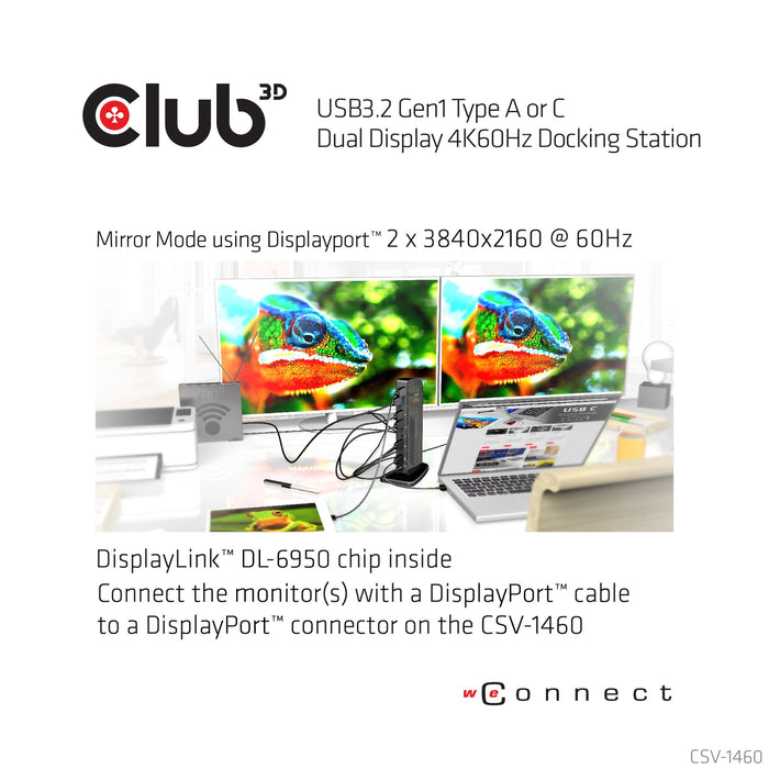 EAN 8719214470777 - CLUB3D CSV-1460 base para portátil y replicador de puertos Acoplamiento USB 3.2 Gen 1 (3.1 Gen 1) Type-B  imagen 6