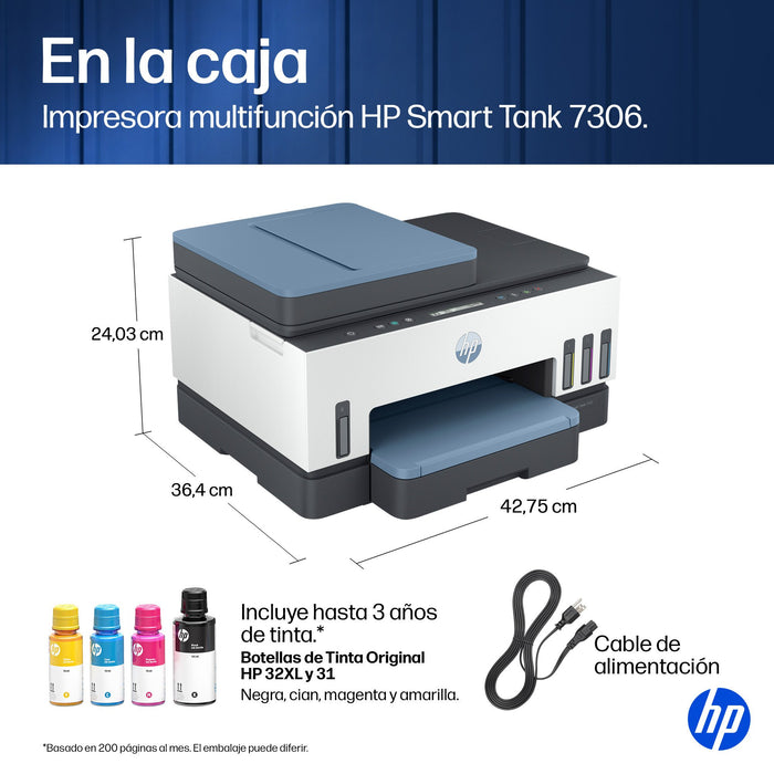 EAN 0195908302520 - HP Smart Tank 7306 All-in-One Printer Inyección de tinta térmica A4 4800 x 1200 DPI 15 ppm Wifi imagen 6