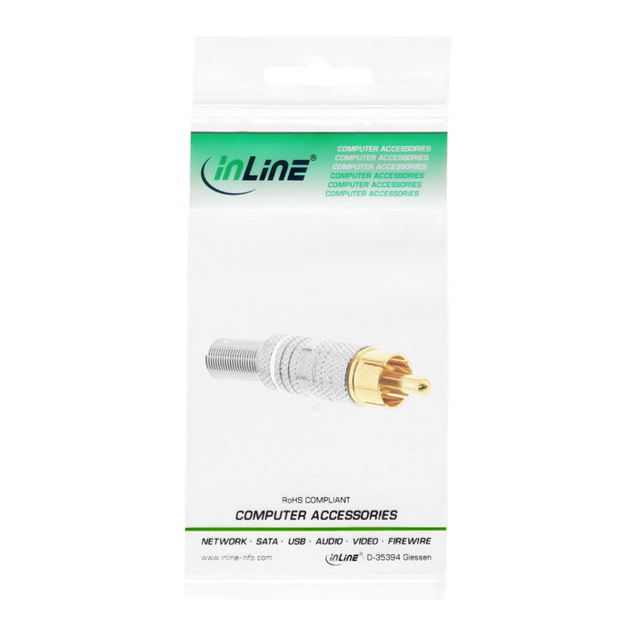 Conector Macho De Metal Rca Inline Para Soldar, Plateado, Anillo Blanco, Para Cable De 6 Mm