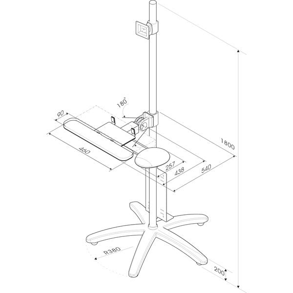 Roline Pc Lcd-Rollstnder, Hhenverstellbar, Bis 30 Kg