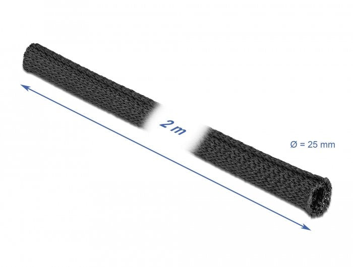 Gewebeschlauch Selbstschliessend Hitzebeständig 2 M X 25 Mm Schwarz