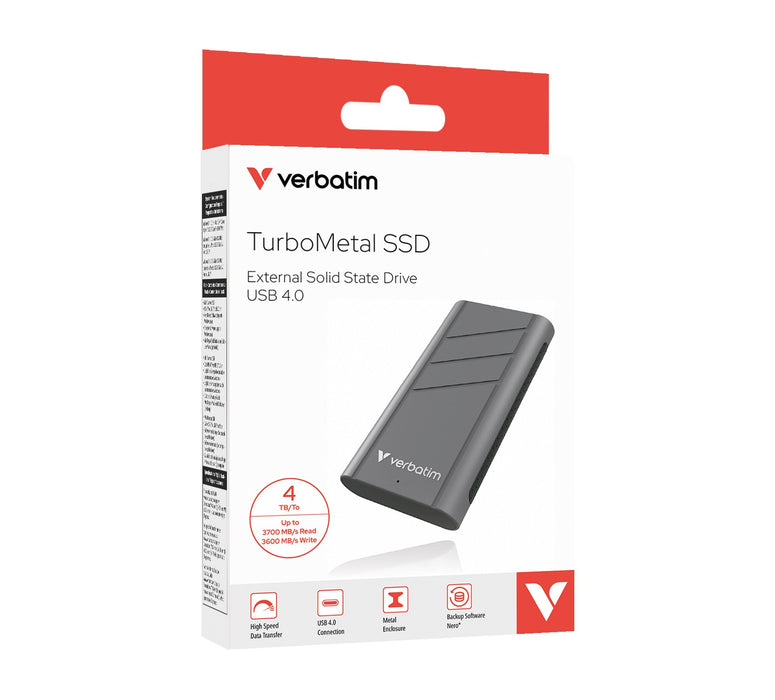 EAN 0023942320234 - Verbatim TurboMetal SSD USB4 4TB USB Tipo C USB4 Gen 2x2 Plata imagen 1