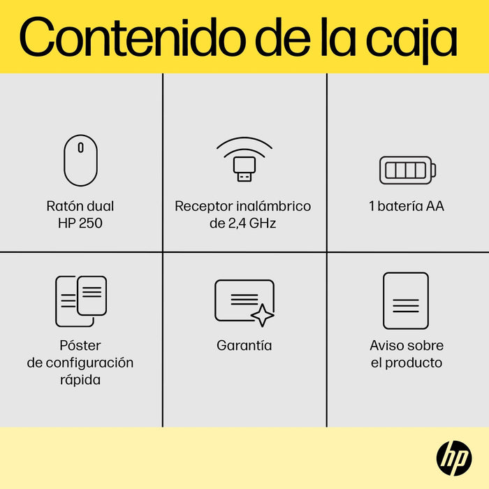 EAN 0196786514548 - HP 250 Dual Mouse ratón Ambidextro Bluetooth + USB Type-A 1600 DPI imagen 7