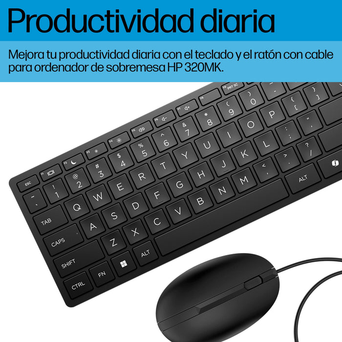EAN 0194721887795 - HP Wired Desktop 320MK Mouse and Keyboard teclado Ratón incluido Oficina USB Negro imagen 2