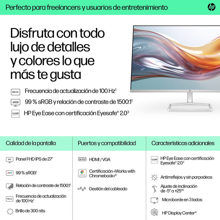 EAN 0197498944944 - HP Series 5 27 inch FHD White Monitor - 527sw pantalla para PC 68,6 cm (27") 1920 x 1080 Pixeles Full HD  imagen 12