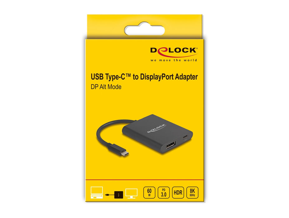 Delock 64202 Adaptador Usb Type-C A Displayport (Dp Alt Mode) 8k Con Hdr Y Power Delivery 60 W