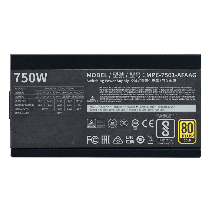 EAN 4719512152546 - Cooler Master MWE Gold 750 V2 ATX 3.1 unidad de fuente de alimentación 750 W 24-pin ATX Negro imagen 3