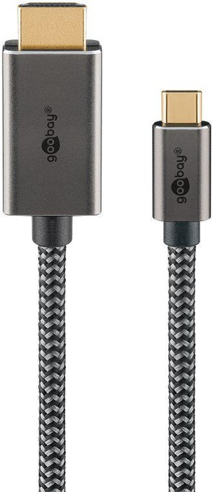 Cable Goobay Usb C A Hdmi 2.0  Conectores Chapados En Oro, Resoluciones Ultra Hd Hasta 4k @ 60 Hz, Adaptador Usb-C A Hdmi Para Ordenador Portátil, Ps5, Xbox, Apple Tv 4k, Accesorios Para Televisores