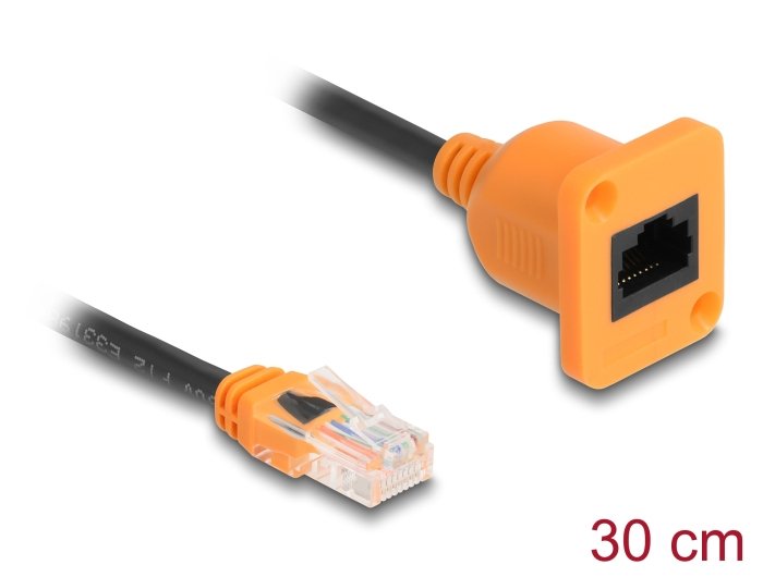 Delock D-Typ Rj45 Cable Stecker Zu Buchse Cat.5e Utp Naranja   Schwarz 30 Cm