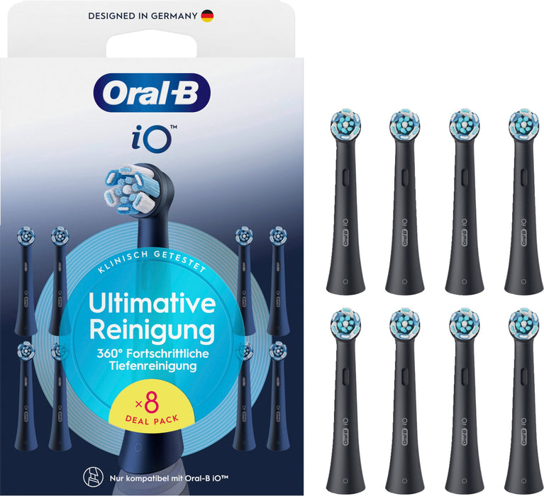 Braun Oral-B Io Ultimate Cleaning Pack De 8, Accesorio De Cepillo Negro, Eliminación Superior De Placa 8700216778640