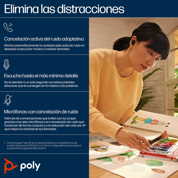 EAN 0199251102400 - HP Poly Voyager Free 20 Black Earbuds +Basic Charge Case Inalámbrico Dentro de oído Business/Everyday Blu imagen 5