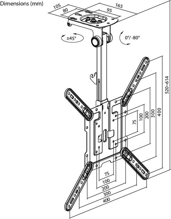 Goobay Goobay Tv Deckhalterung M Bis 20kg 23" 55" 70824