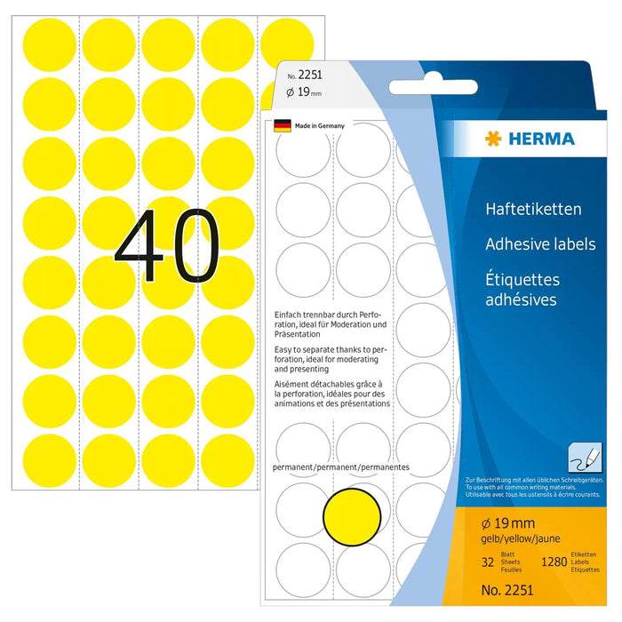 Herma Klebepunkte Ø 19,0 Mm Amarillo