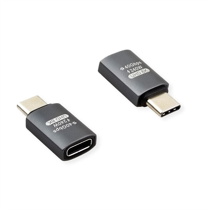 Roline Usb4 Gen 3x2 Adapter Typ C St Bu, Aluminium, Gerade, Silberfarben