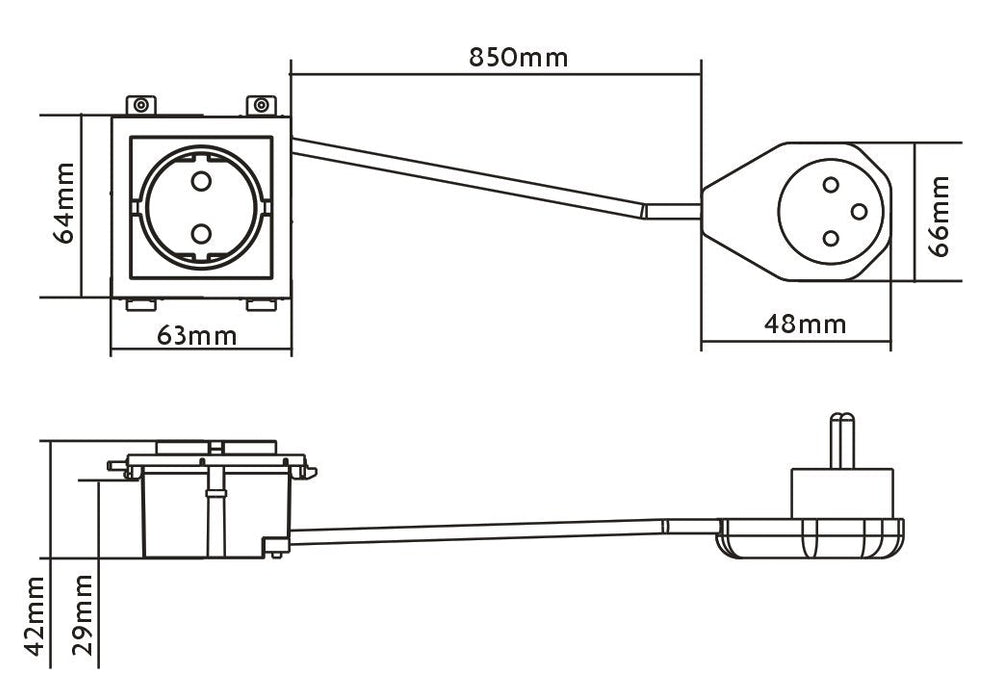 Placa Frontal Audiovisual Modular Techconnect De Vision Garantía Durante Toda La Vida Útil Del Producto Módulo De Toma De Alimentación Para La Ue Toma De Corriente Schuko Conectada A Tierra Instalable En Espacios Para 3 Módulos Enchufe A 90