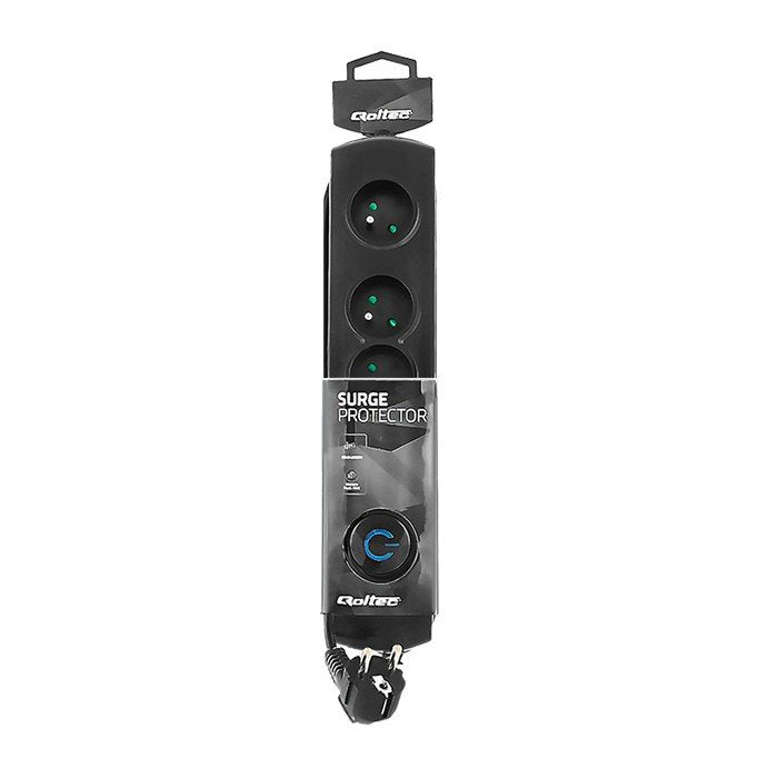 EAN 5901878501055 - Qoltec 50105 limitador de tensión Negro 4 salidas AC 230 V 2,5 m imagen 3