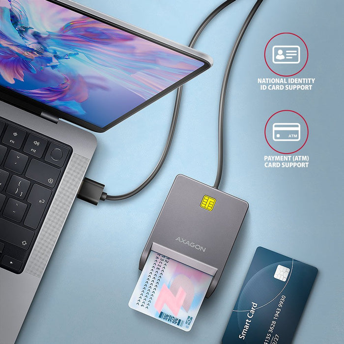 EAN 8595247908278 - Axagon CRE-SM3T USB Smart card Flat lector de tarjeta inteligente Interior USB 2.0 Negro imagen 3