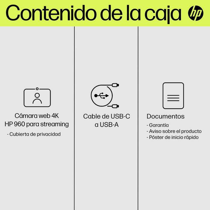 EAN 0196548527304 - HP 960 4K Streaming Webcam cámara web 8 MP 3840 x 2160 Pixeles USB Plata imagen 21