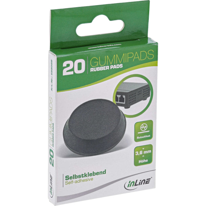 Inline Almohadillas De Goma 20uds Pack Negro, Forma Plana 1,2cm
