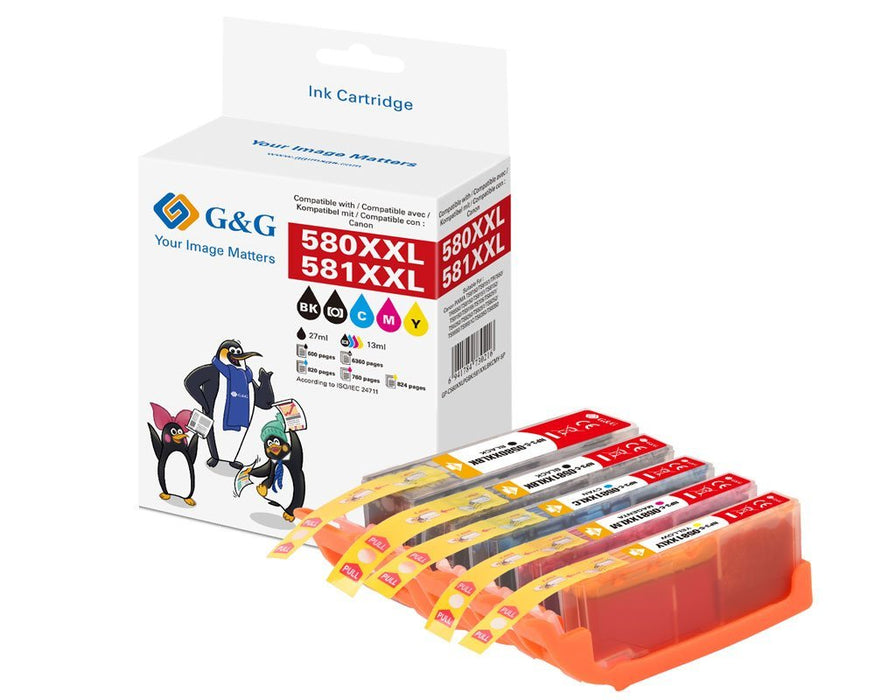 G&G Cartuchon 5er Set Canon Pgi-580 Cli-581 Bk C M Y+Fotobk