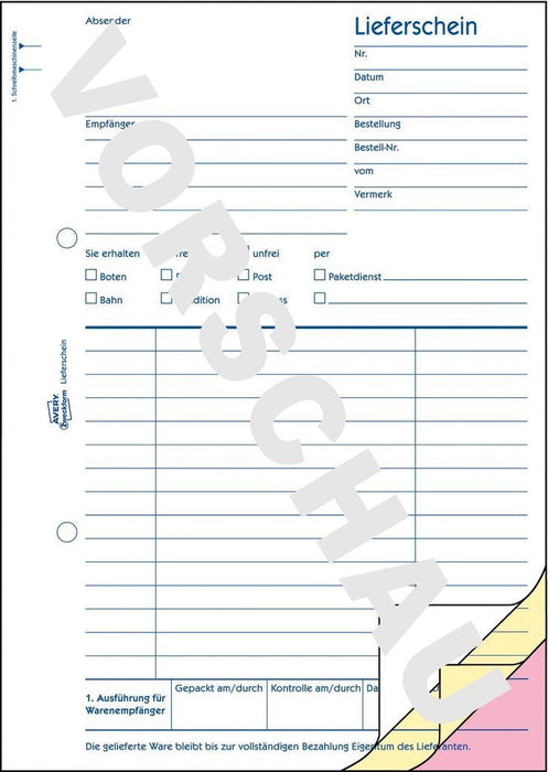 Avery Zweckform Lieferschein - 40 Hoja - A5 (148 X 210 Mm)