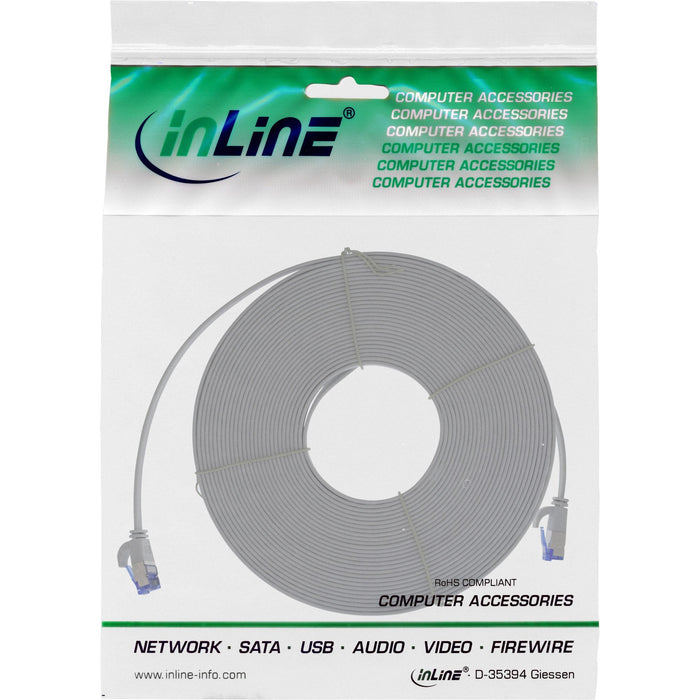 Cable De Red Plano Inline, U/Ftp, Cat.6a, Tpe Libre De Halógenos, Gris, 7,5m