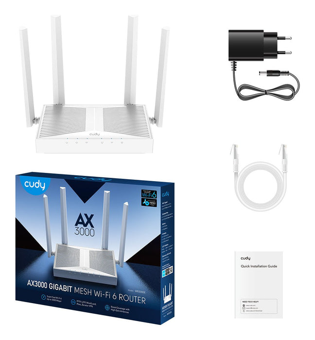 EAN 6971690793692 - Cudy WR3000E router inalámbrico Gigabit Ethernet Doble banda (2,4 GHz / 5 GHz) Blanco imagen 3