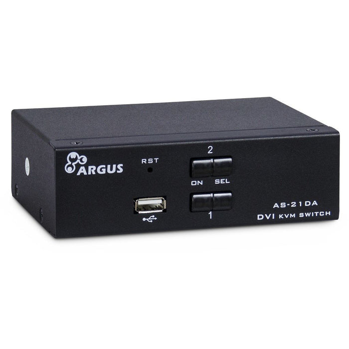 Inter-Tech Kvm Switch As-21da Dvi, 2 Port, Metal, Front Us