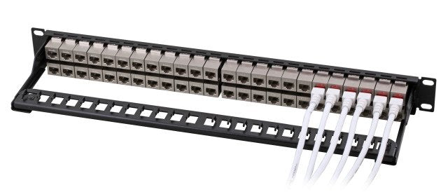 Efb 24-Port Patchpanel Cat.6a 1he Bestckt Mit Einbauadapter Schwarz