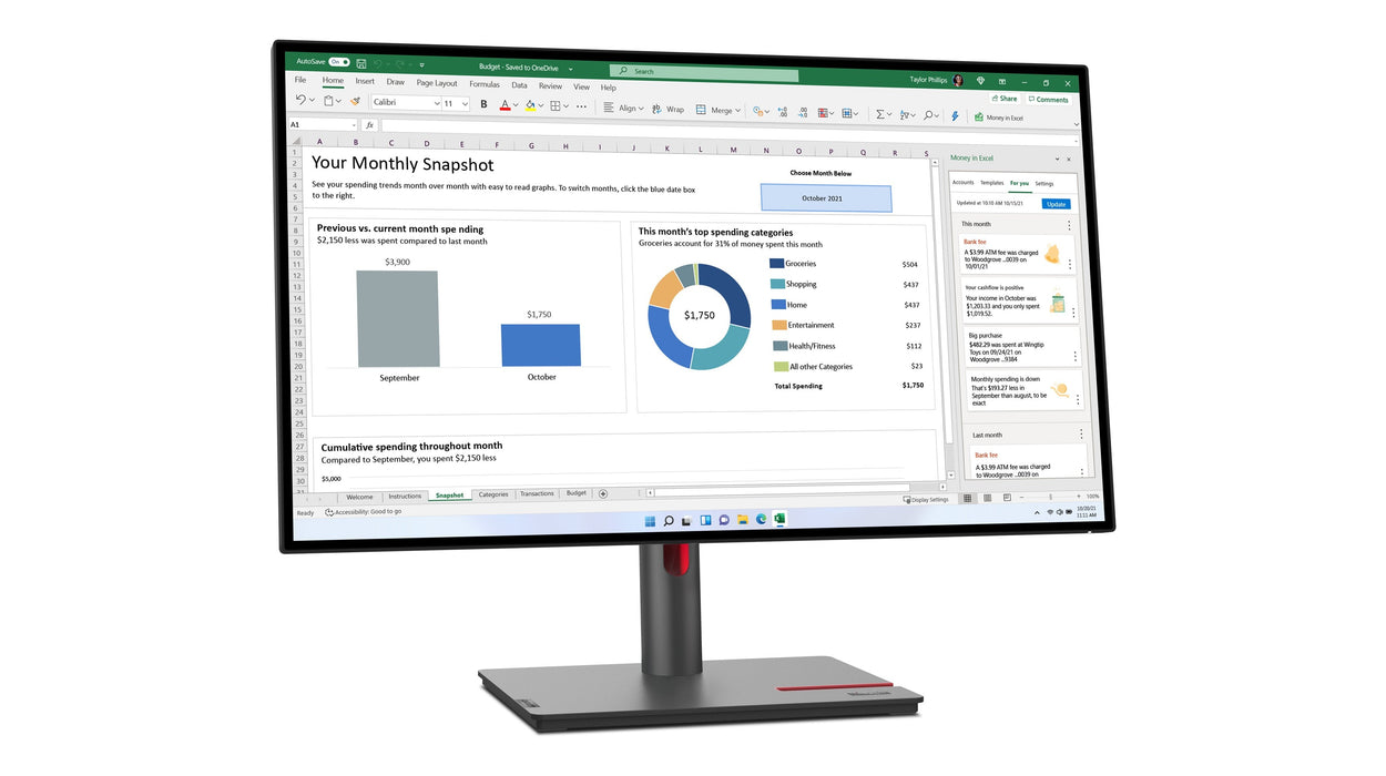 EAN 0196379715147 - Lenovo ThinkVision P27h-30 LED display 68,6 cm (27") 2560 x 1440 Pixeles Quad HD LCD Negro imagen 3