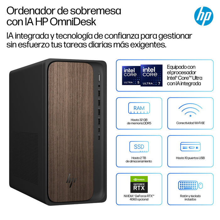 EAN 0199642962392 - HP OmniDesk AI M03-0016ns PC Intel Core Ultra 5 225 16 GB DDR5-SDRAM 1 TB SSD Windows 11 Home Torre AI PC imagen 3