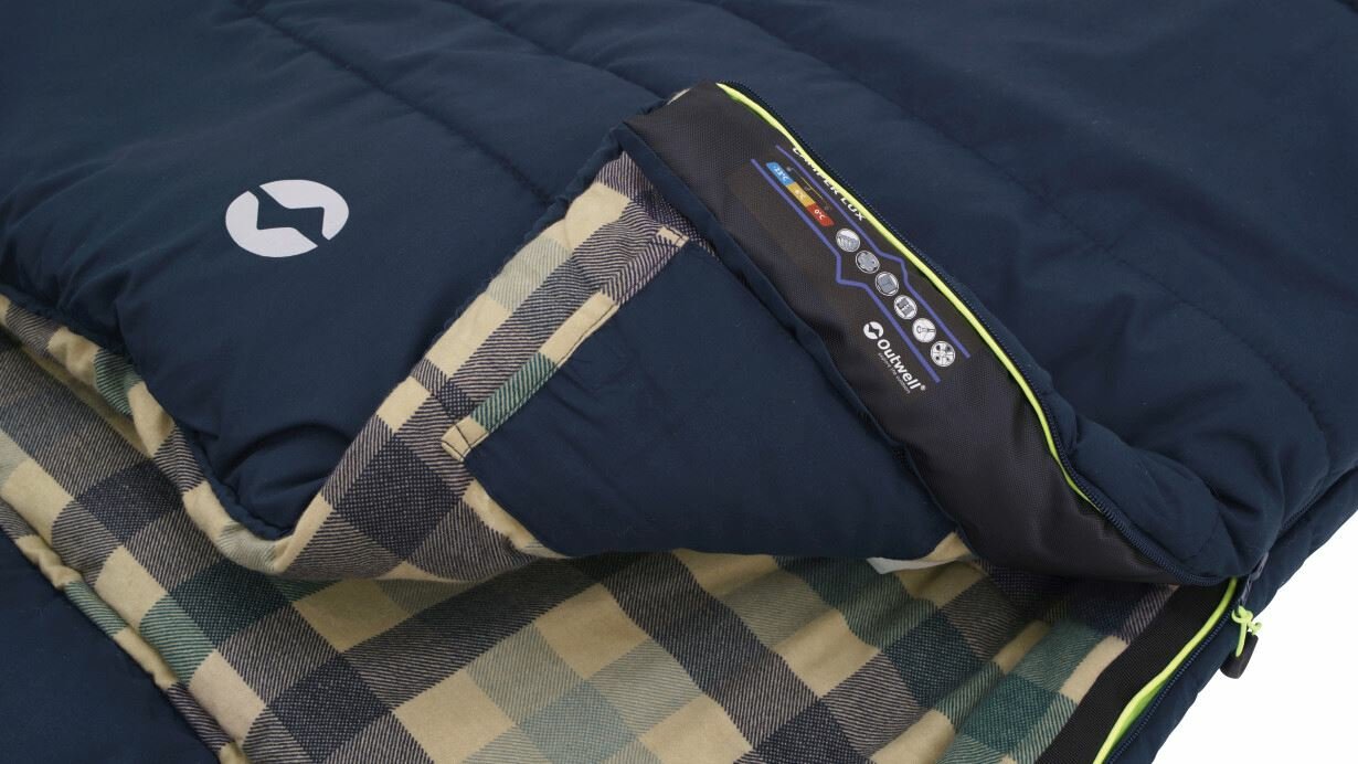 Outwell Camper Lux Adulto Saco De Dormir Semi-Rectangular Algodón, Poliéster Azul