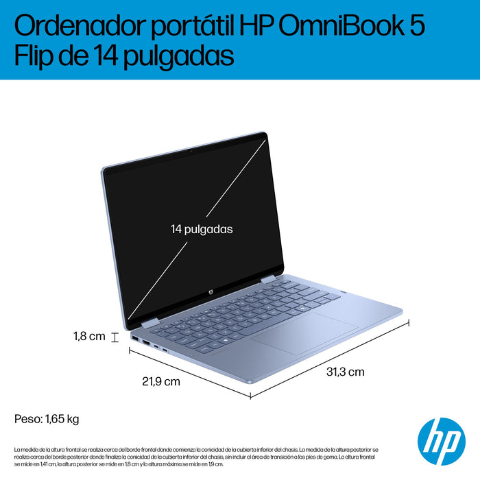 EAN 199896062473 - HP OmniBook 5 Flip 2-in-1 Laptop 14-fp0055ns Intel Core 5 120U 35,6 cm (14") Pantalla táctil 2K 16 GB LPDD imagen 5