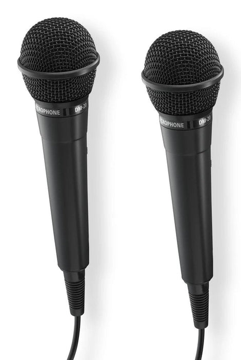 Hama Karaoke Pack De 2 Microfonos Dinamicos - Cable 2.5m - 100hz - Jack 3.5mm - Cardioide - 600 Ohm - 220x53x53mm -