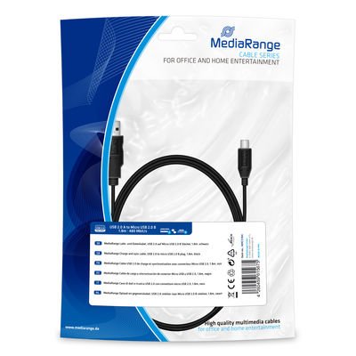 EAN 4260459615675 - MediaRange MRCS184 cable USB USB 2.0 1,8 m USB A Micro-USB B Negro imagen 1