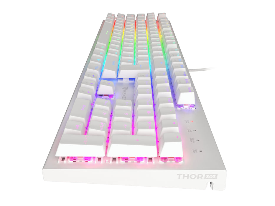 Teclado (Ingles) Mecánico Gaming Genesis Thor 303 Blanco Ee. Uu.  Rgb