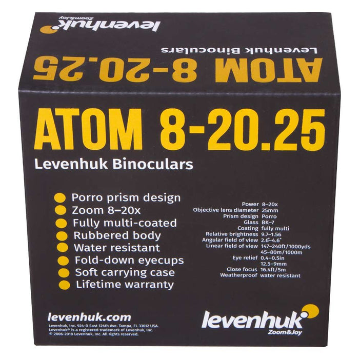 EAN 643824211247 - Levenhuk Atom 8–20x25 binocular BK-7 Negro imagen 12