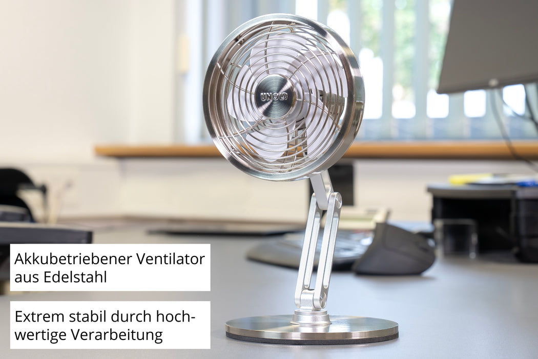 EAN 4011689867057 - Unold 86705 Akku-Tischventilator STEEL FLEX Cromo 14 cm imagen 4
