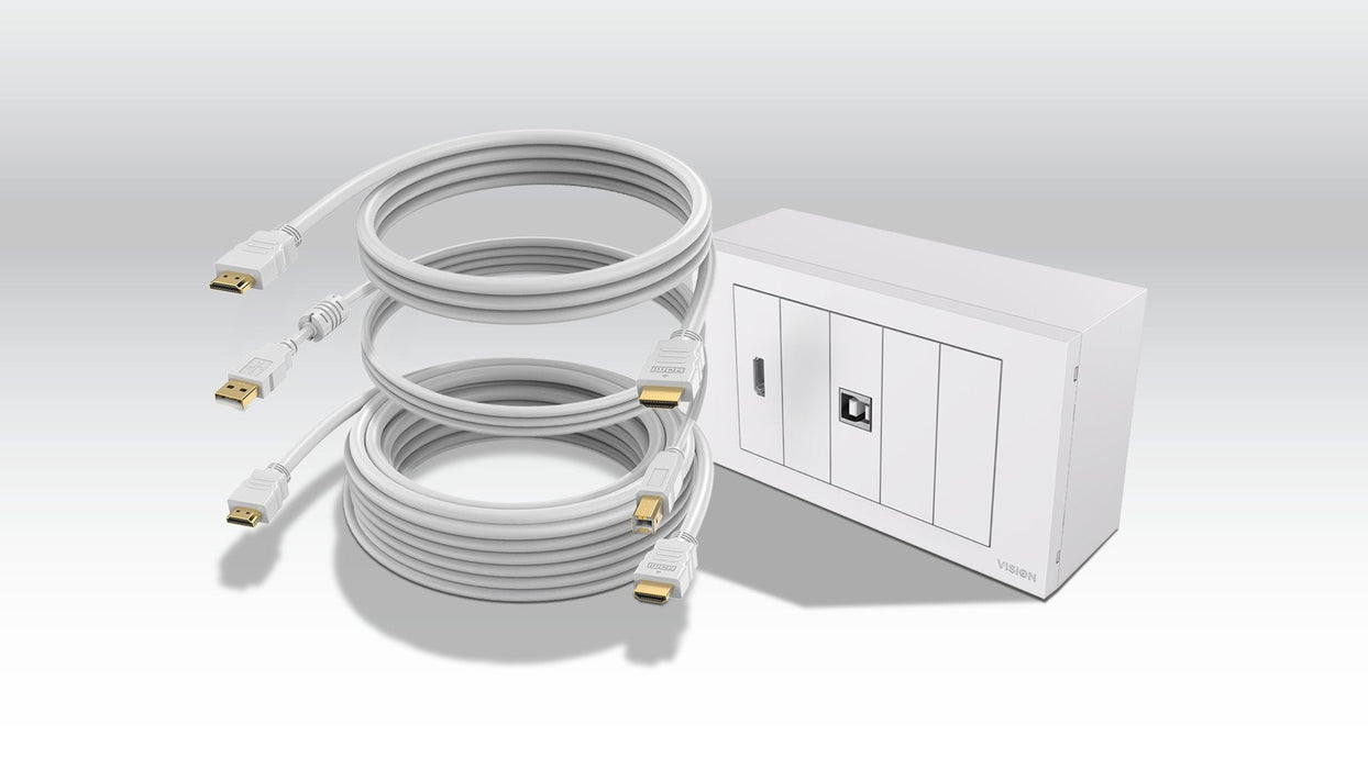 Paquete De Placa Frontal Av Modular Y Cables Cables De 3 Metros 4k A 60 Hz Paquete Simple Para Instalar Pantalla Táctil O Proyector Incluye Caja Trasera De Doble Gang Del Reino Unido Y Marco De Doble Gang Que Acomoda Cinco Módulos Módulos I