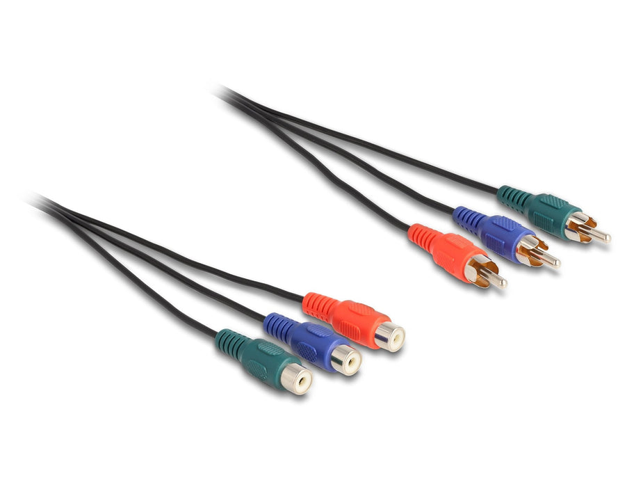Delock 85370 Cable De Extensión Rca Rgb De 3 X Machos A 3 X Hembras, 3 M