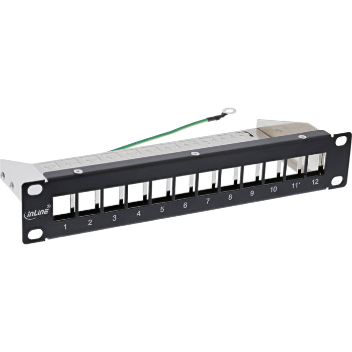 Patchpanel Inline De 10" Panel Vacío De 12 Vías, Para Módulos Keystone, 1u, Ral 9005 Negro
