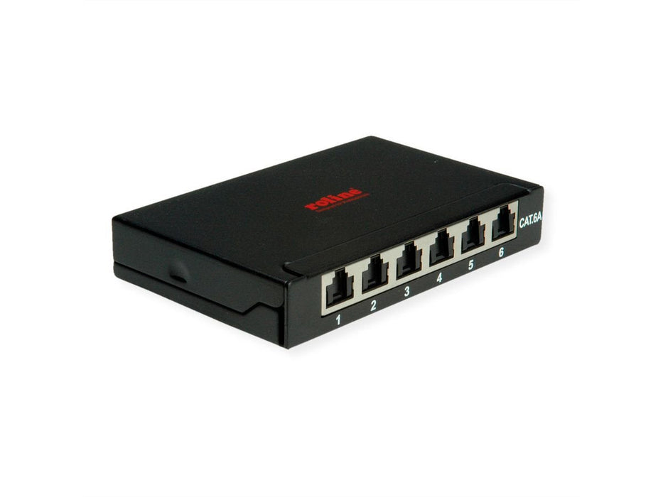 Roline Mini-Patchpanel, Cat.6a (Class Ea), 6x Rj45, 0,5he, Geschirmt, Schwarz
