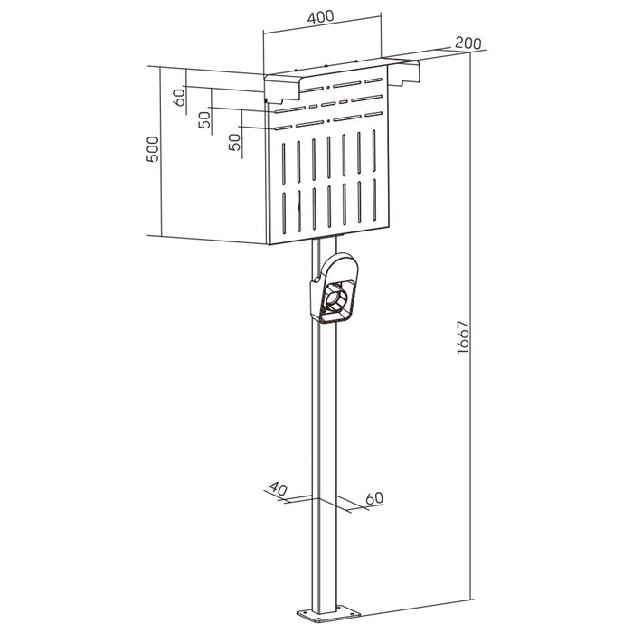 Inline® Universal Wallbox Stand Xl With Ev Charging Cable Holder, Negro