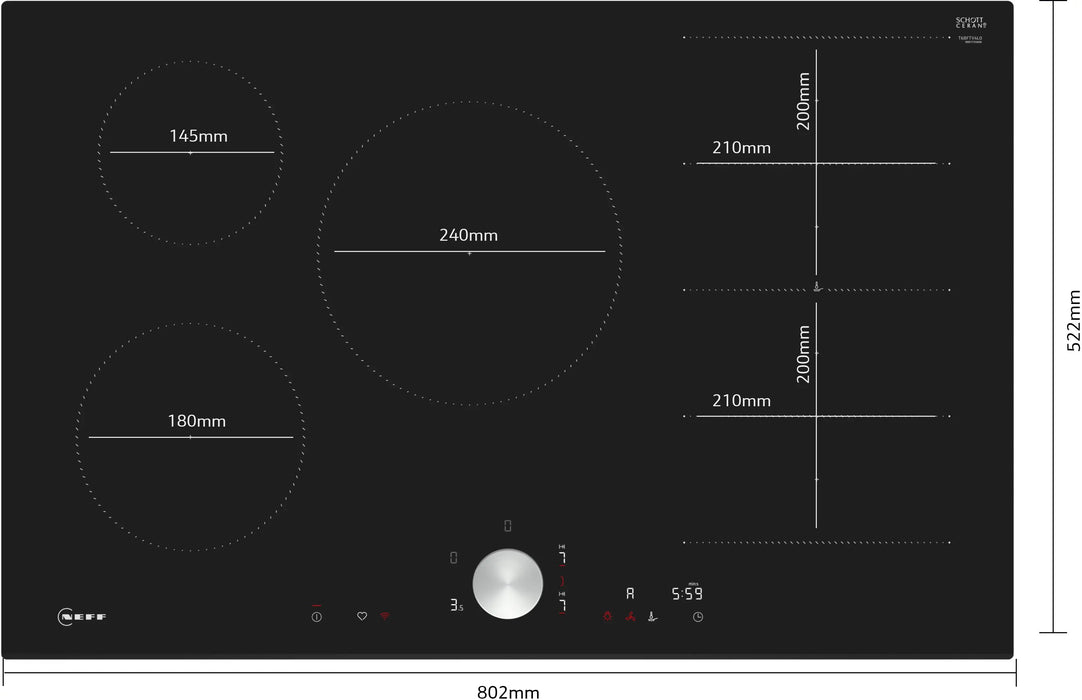 EAN 4242004269847 - Neff T68FTV4L0 hobs Negro Integrado 80.2 cm Cerámico 5 zona(s) imagen 4