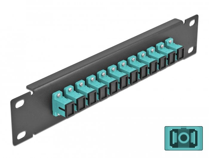 Delock 10" Patch Panel Fo 12 Puertos Sc Simplex Aqua 1 U Negro